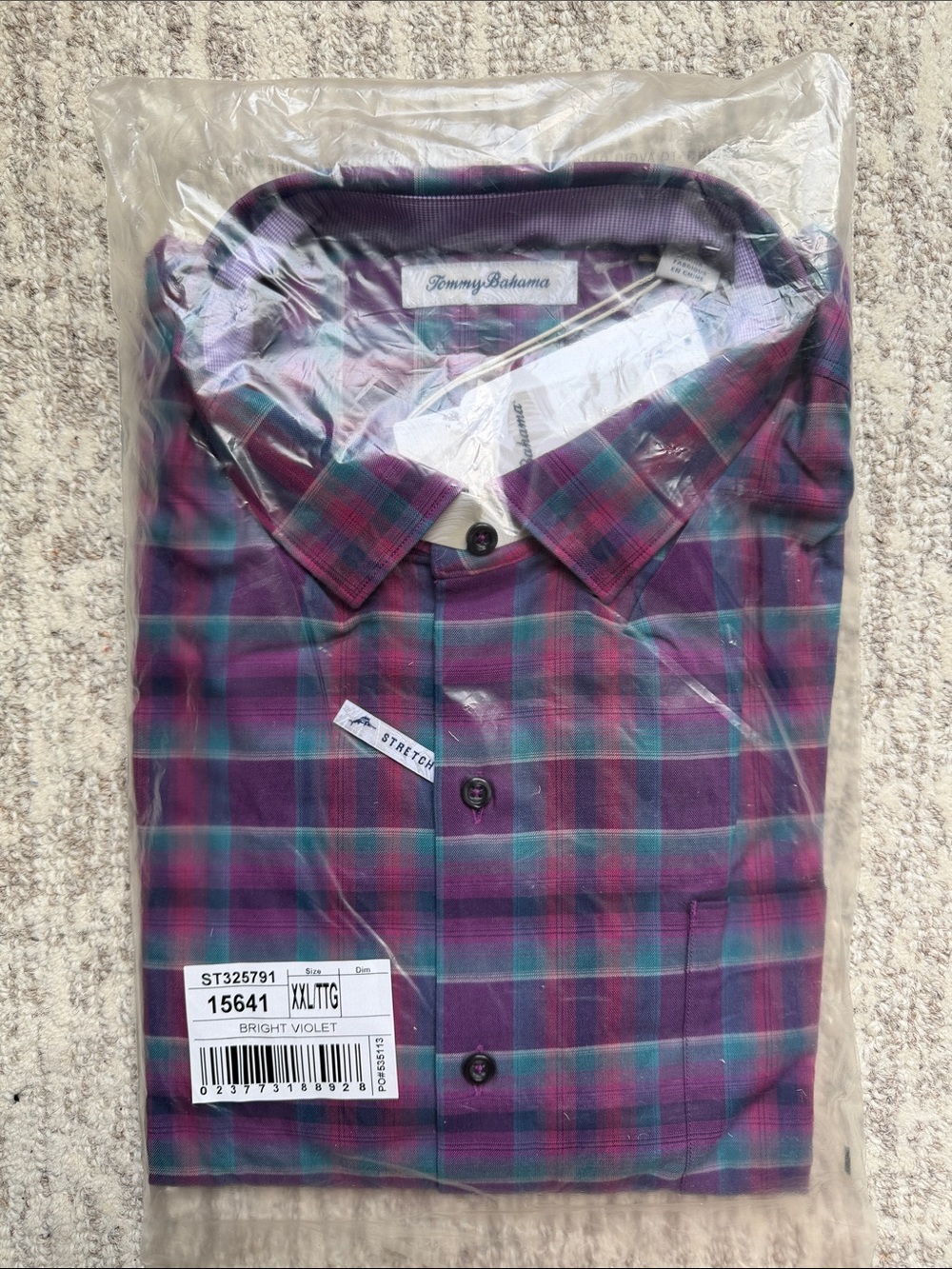 Tommy Bahama Men's Bright Violet Plaid Button-Up Shirt XXL
